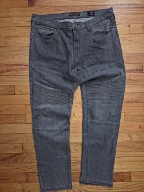 Ring of Fire Men's Gray Moto Slim Jeans 36X32